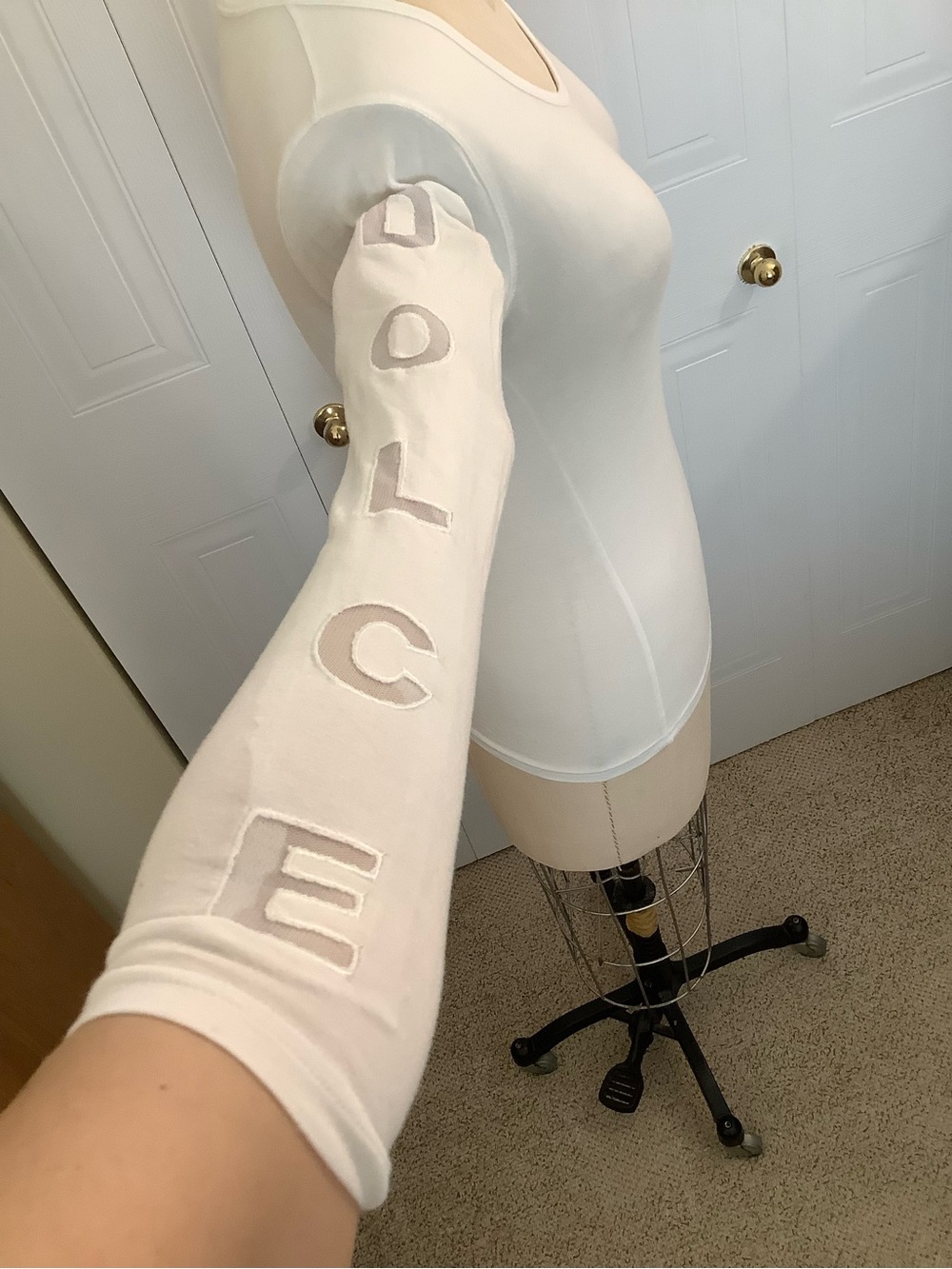 Dolce & Gabbana White Long Sleeve Scoop Neck Tee - Picture 3 of 5